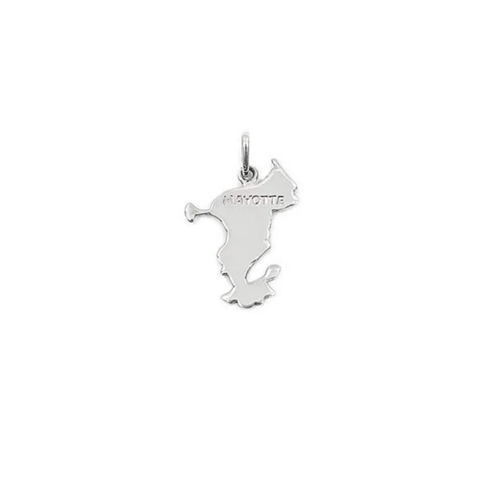 Pendentif argent 925 en forme de carte de Mayotte