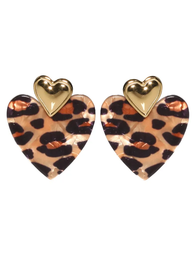 Boucles d'oreilles pendantes cœur en acier doré
