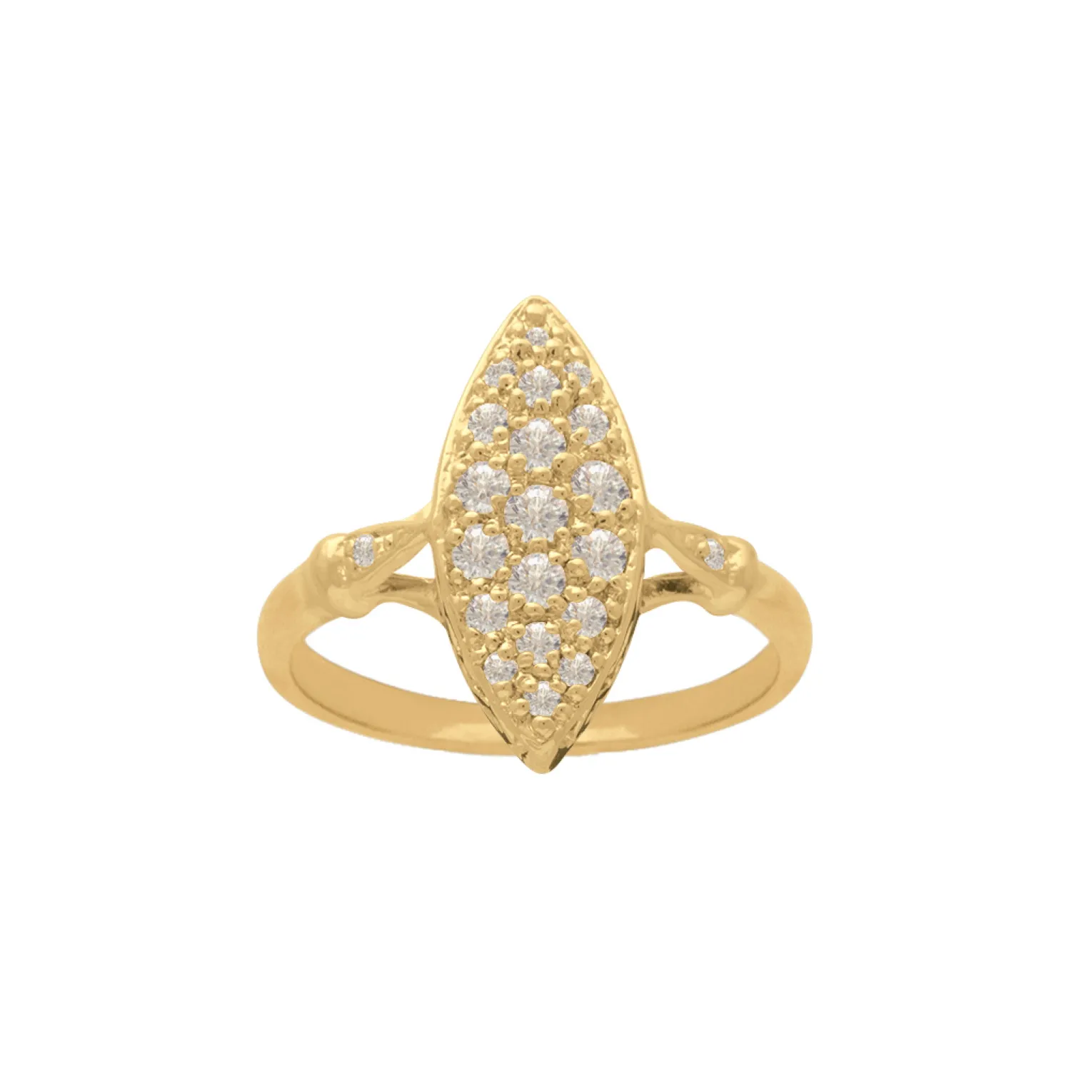 Bague marquise en plaqué or pavée d'oxydes de zirconium blancs