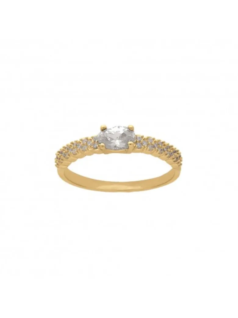 Bague plaqué or jaune 18 carats sertie d'oxydes de zirconium blancs