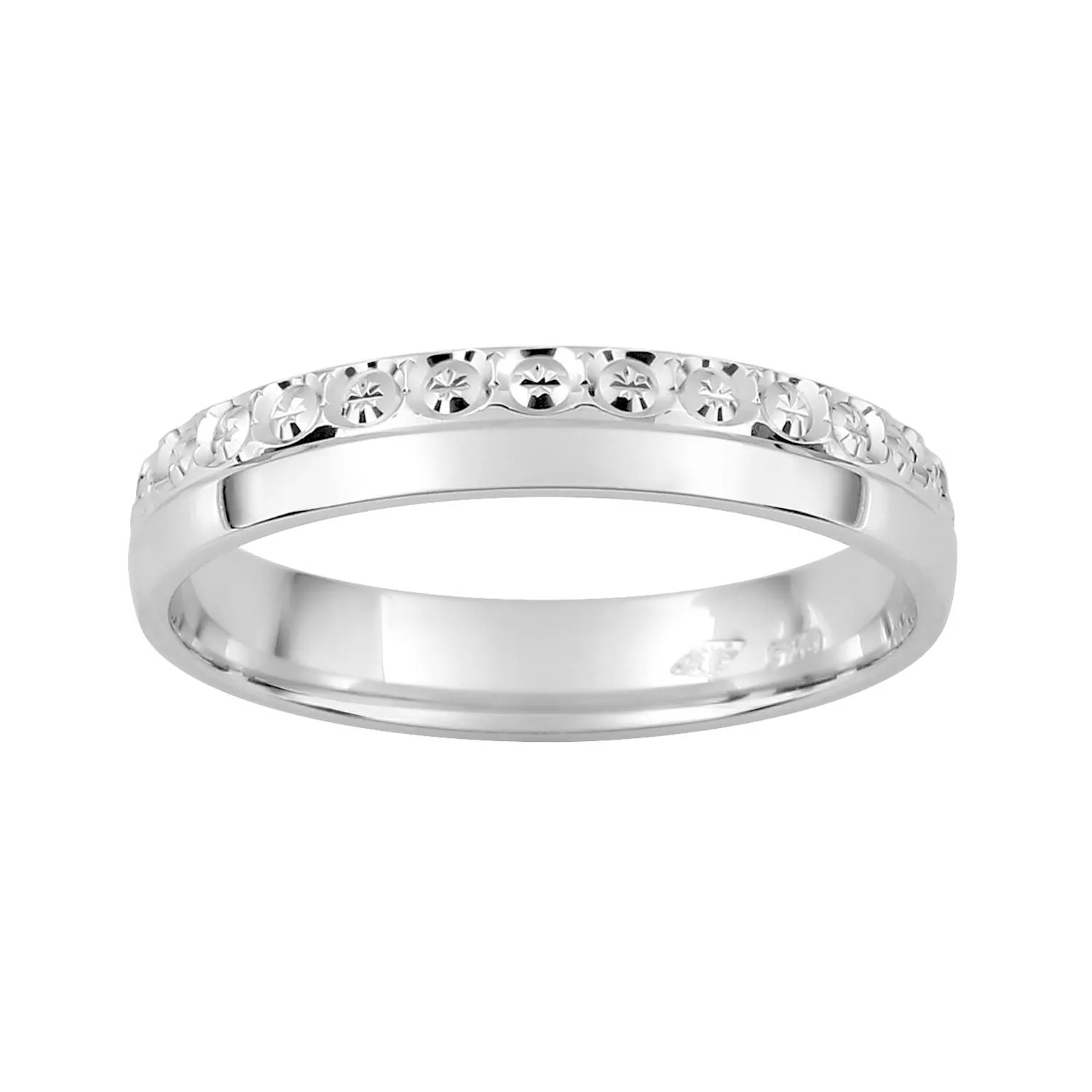 Bague en argent 925 rhodié à frise ciselée